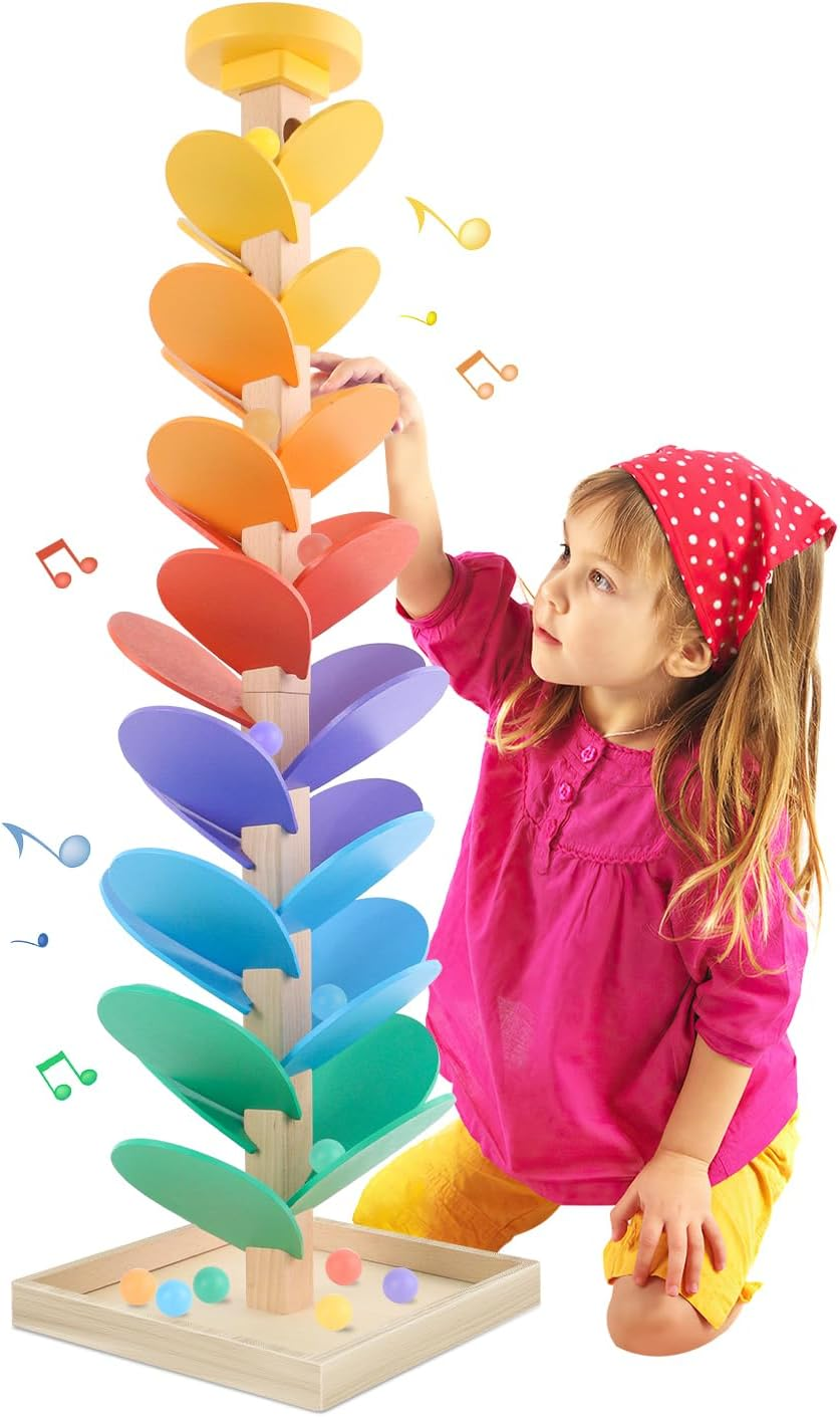 Wooden Marble Run Music Tree Montessori Toys Marble Ball Run for Kids 3-5