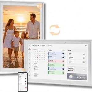 15.6″ Auto-Rotating Smart Digital Calendar, No Subscription Fee | Real-time Sync, Chore Chart, Lists & Meal Planner, HD Touchscreen Photo Frame, Perfect for Family Kitchen Command Center