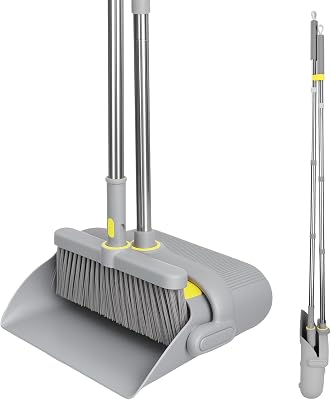 VACFAM Broom and Dustpan Set