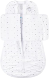 Dreamland Baby Viscose Swaddle Blanket (0-6 Months). 1.0 TOG Ultra Soft Swaddle Blanket w/Built in Band. 97% Viscose, 3% Spandex (White with Grey Stars). Mom-Owned US Business, Premium Materials