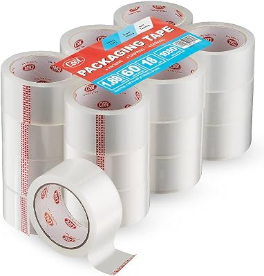 Simply Cool Packing Tape 18 Rolls, Clear Heavy Duty Shipping & Packaging Tape for Boxes, Moving, Mailing & Storage – Strong, 1.88” Wide x 60 Yards Per Roll, 1080 Yards Total