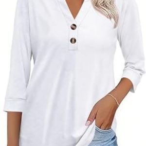 ZAAYOGARDEN 3/4 Sleeve V Neck Tops
