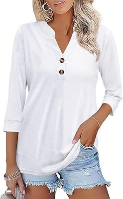ZAAYOGARDEN 3/4 Sleeve V Neck Tops