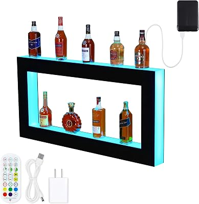 GARVEETECH Led Lighted Liquor Bottle Display Shelf