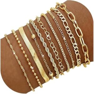 YEEZII 10 Pcs Gold Bracelets Set