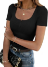 JUSTFASHIONNOW Women Short Sleeve Henley Shirts