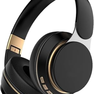 YUIOXDGL Wireless Bluetooth Headphones Over-Ear Foldable Headset – HiFi Stereo, Deep Bass, Portable Wireless Headphones with Hidden Mic for Travel, Office & Home (Black)