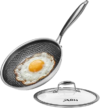 XBM Nonstick Frying Pan with Lid 7-Inch, Durable Stainless Steel Skillet, Induction Cooktop Compatible, PFOA-Free Scratch-Proof, Dishwasher & Oven Saf
