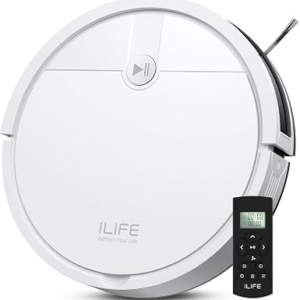 ILIFE V2 Robot Vacuum Cleaner, Tangle-Free Suction | 120 Mins Runtime, Slim, Self-Charging Robotic Vacuum Cleaner, Ideal for Pet Hair and Hard Floors