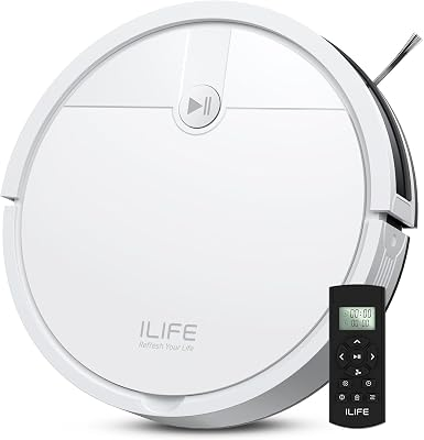 ILIFE V2 Robot Vacuum Cleaner, Tangle-Free Suction | 120 Mins Runtime, Slim, Self-Charging Robotic Vacuum Cleaner, Ideal for Pet Hair and Hard Floors