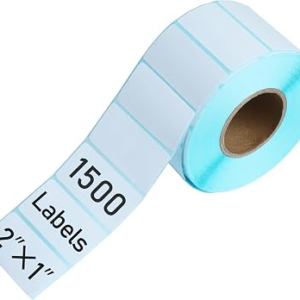 Direct Thermal Labels 2×1 Inch 1500 White Label per Roll for Barcode, Shipping Address Printing High-Capacity Adhesive Smudge-Resistant Inventory Stickers(1500, 2 * 1)