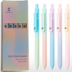 5-Pack Gradient Gel Pens, 0.7mm Black Ink Fine Point Smooth Writing Pens, Smooth Writing Retractable Pens with Soft Pastel Design, Perfect for Journaling, Note-Taking, Office, and School Supplies