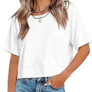 UNCLECAT Womens Short Sleeve Cropped T Shirts