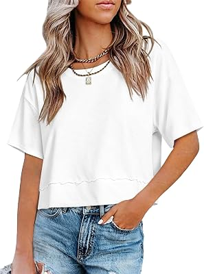 UNCLECAT Womens Short Sleeve Cropped T Shirts