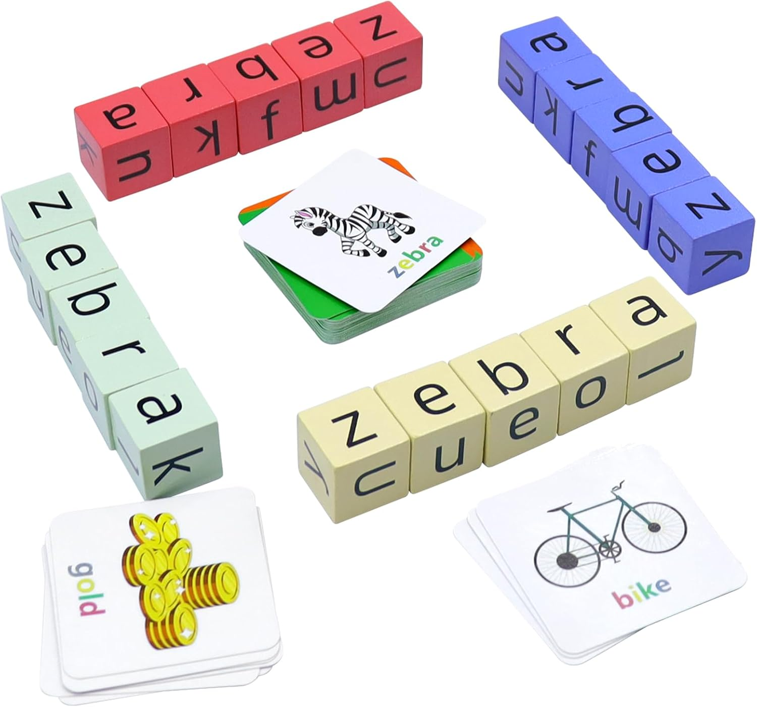 Humerry Spelling Games for Kids Ages 3-6, CVC Word Matching Letter Game, Phonics Learning Toy with 54 Flash Cards for Preschool Boys Girls