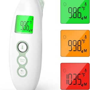 Momcozy Non-Contact Forehead and Ear Thermometer, Digital Infrared Thermometer for Adults and Kids, with Child Mode, Fever Alarm Function, Mute and Memory Functions, Fast and Accurate Measurement