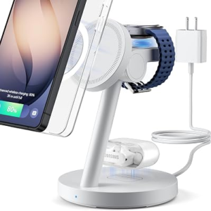 KPON for Samsung 3 in 1 Charging Station, Magnetic Wireless Charger Stand for MagSafe for Samsung Galaxy S26 Ultra/S25/Z Fold7/Flip7, Phone Watch Charger Dock for Galaxy Watch Ultra/8/7 and Buds