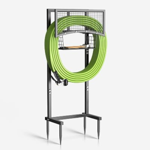 MLICAWU Garden Hose Holder Freestanding with Storage Basket