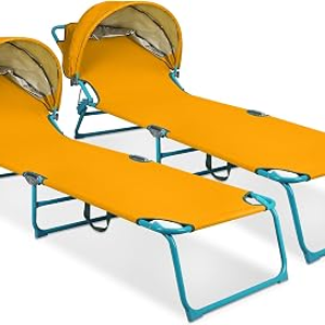 NORTHROAD 2 Pack Beach Lounge Chair with Canopy Shade