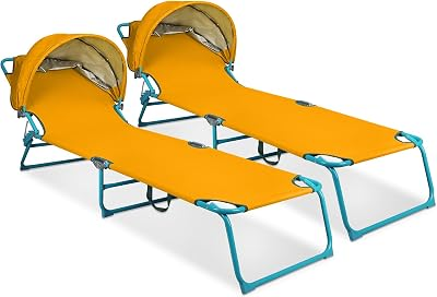 NORTHROAD 2 Pack Beach Lounge Chair with Canopy Shade