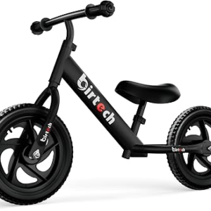 Birtech Balance Bike for 2,3,4,5 Year Old Kids, 12 Inch Toddler Balance Bike Kids Indoor Outdoor Toys, No Pedal Training Bicycle with Adjustable Seat Height, Airless Tire, Black