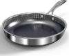 WhatsClad Hybrid Ceramic Nonstick Frying Pan 10″, 3-Ply Stainless Steel Skillet, 2-Layer Coating, PFAS & PTFE Free Non Stick Frying Pan, 9H Hardness, Dishwasher Safe, Induction Compatible-Black