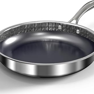 WhatsClad Hybrid Ceramic Nonstick Frying Pan 10″, 3-Ply Stainless Steel Skillet, 2-Layer Coating, PFAS & PTFE Free Non Stick Frying Pan, 9H Hardness, Dishwasher Safe, Induction Compatible-Black