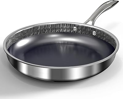 WhatsClad Hybrid Ceramic Nonstick Frying Pan 10", 3-Ply Stainless Steel Skillet, 2-Layer Coating, PFAS & PTFE Free Non Stick Frying Pan, 9H Hardness, Dishwasher Safe, Induction Compatible-Black