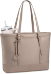 LOVEVOOK Work Tote Bag for Women 15.6 Inch Laptop Computer Bags with Cup Holder, Large Teacher Bag Briefcase for Business Office Travel Nude, Nylon&PU