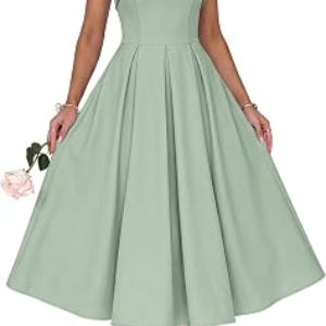 CARACILIA Strapless Semi Formal Midi Dress