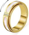YellovEvey Fidget Spinner Ring for Women – 18K Gold Plated Stainless Steel with Mother of Pearl Shell & Cubic Zirconia, Anxiety Relief Spinning Jewelry Gift for Birthday Wedding Engagement Anniversary