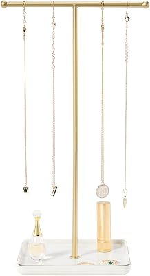 BOROZO Necklace Holder Stand with Ceramic Tray