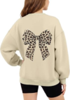 Arshiner Girls Oversized Crewneck Sweatshirt Kids Fashion Fleece Pullover Sweater Khaki Bow Sweatshirt Size 13-14 Years