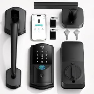 Built-in WiFi Smart Lock with Handle Set – Firstriver Fingerprint Keyless Entry Door Lock for Front Door, App Control, Digital Keypad Deadbolt, Auto Lock, Compatible with Alexa & Google Assistant