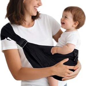 Baby Sling Carrier Newborn to Toddler, Lightweight Baby Carrier Sling, Baby Wrap Sling, Baby Hip Seat Carrier for Toddler Sling, Baby Holder Carrier, Nursing Sling, Carrying 8-35 lbs, (Black)