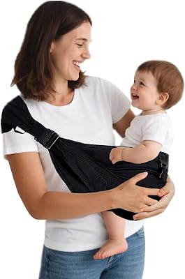 Baby Sling Carrier Newborn to Toddler, Lightweight Baby Carrier Sling, Baby Wrap Sling, Baby Hip Seat Carrier for Toddler Sling, Baby Holder Carrier, Nursing Sling, Carrying 8-35 lbs, (Black)