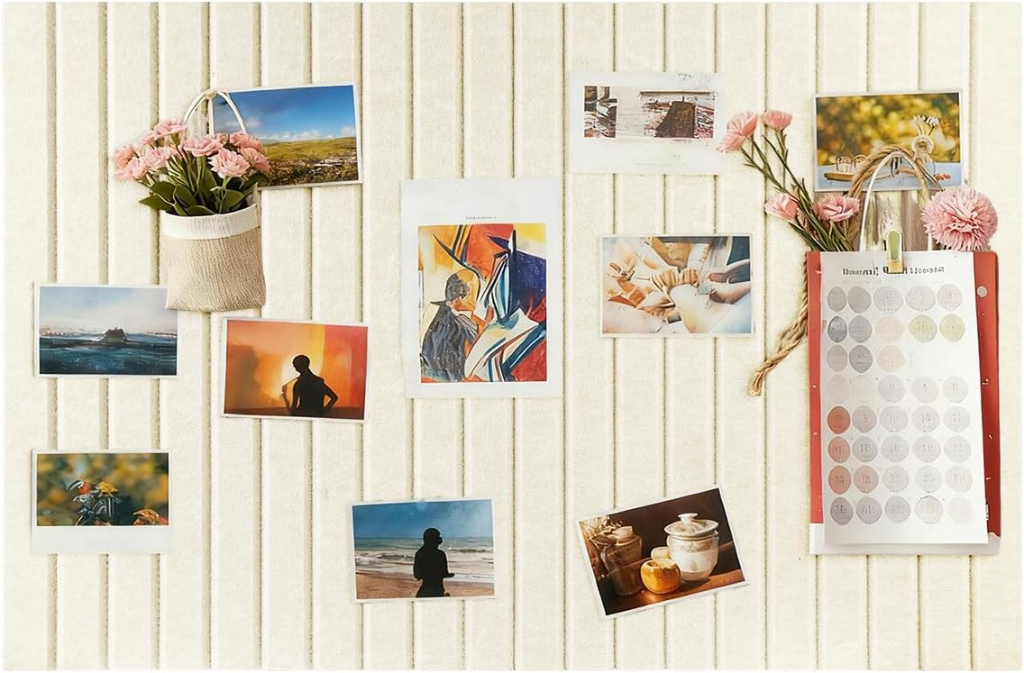 Nysunten 20x28 inches Large Felt Bulletin Board 0.35in Thicker, Cork Board with Safe Removable Nano Self-Adhesive Tabs, Wall Felt Board for Bedrooms, Living Rooms, Offices, Flower Shops - Beige