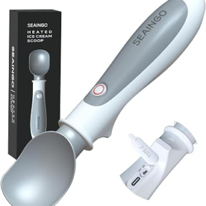 SEAINGO Heated Ice Cream Scoop – Rechargeable, ON/OFF Safety Lock Switch, Two Warming Modes, Ergonomic Handle, Electric Kitchen Tool Nonstick Scooper for Gelato, Frozen Yogurt, Sorbet & More