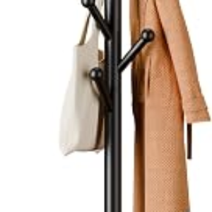 Coat Rack, Coat Racks Freestanding with 8 Hooks 3 Adjustable Heights for Clothes, Hats, Handbags, Coat Tree Easy Assembly for Entryway, Bedroom, Hallway, Office(Black)