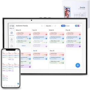 Digital Calendar 10.1 Inch Smart Electronic Planner, IPS Touch Screen, 32GB, Electronic Slideshow, Wall-mounted with Third-Party Calendar Sync, Chore Tracker, Meal Plan & Photo Display, Gifs for Mom