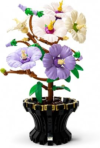 Hibiscus Blossom Building Set 503PCS Colorful Artificial Flowers with Black Pot Floral Botanical Collection Bonsai Building Blocks for Women Home Decor Centerpiece Gift Anniversary Birthday