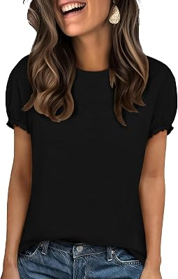 UNCLECAT Womens Ruffle Short Sleeve T Shirts