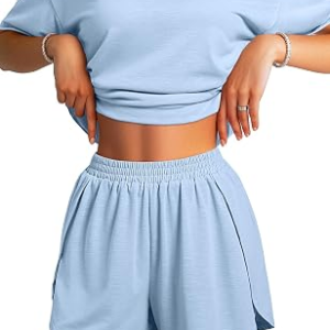 JUSTFASHIONNOW Split Short Bamboo Pajama Set