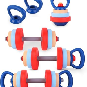 2-Pack Toddler Dumbbell & Kettlebell Set for Kids | Toddler fitness toy for age 3+, Kids weight dumbbell kettlebell set, safe home workout for boys girls