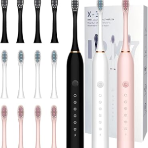 MSETGRD 3 Pack Electric Toothbrush with 6 Modes, Rechargeable Toothbrushes with 12 Brush Head, Fast Charge 2 Min and 30s Timer Toothbrush