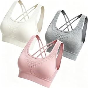 KEVAMOLLY 3Pk Cross Back Sports Bra