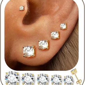 ÌF ME 5 Pairs 14K Gold Plated Stud Earrings