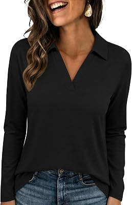UNCLECAT Womens V Neck Polo Shirts