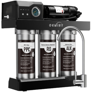 Stainless Steel 600 GPD Tankless Reverse Osmosis System, 9-Stage Alkaline Remineralization Under-Sink Water Filter, 2:1 Pure-to-Drain, Plug-in for Home, Kitchen, and RV