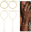 ÌF ME 4Pcs 14K Gold Plated Hand Chain Bracelet